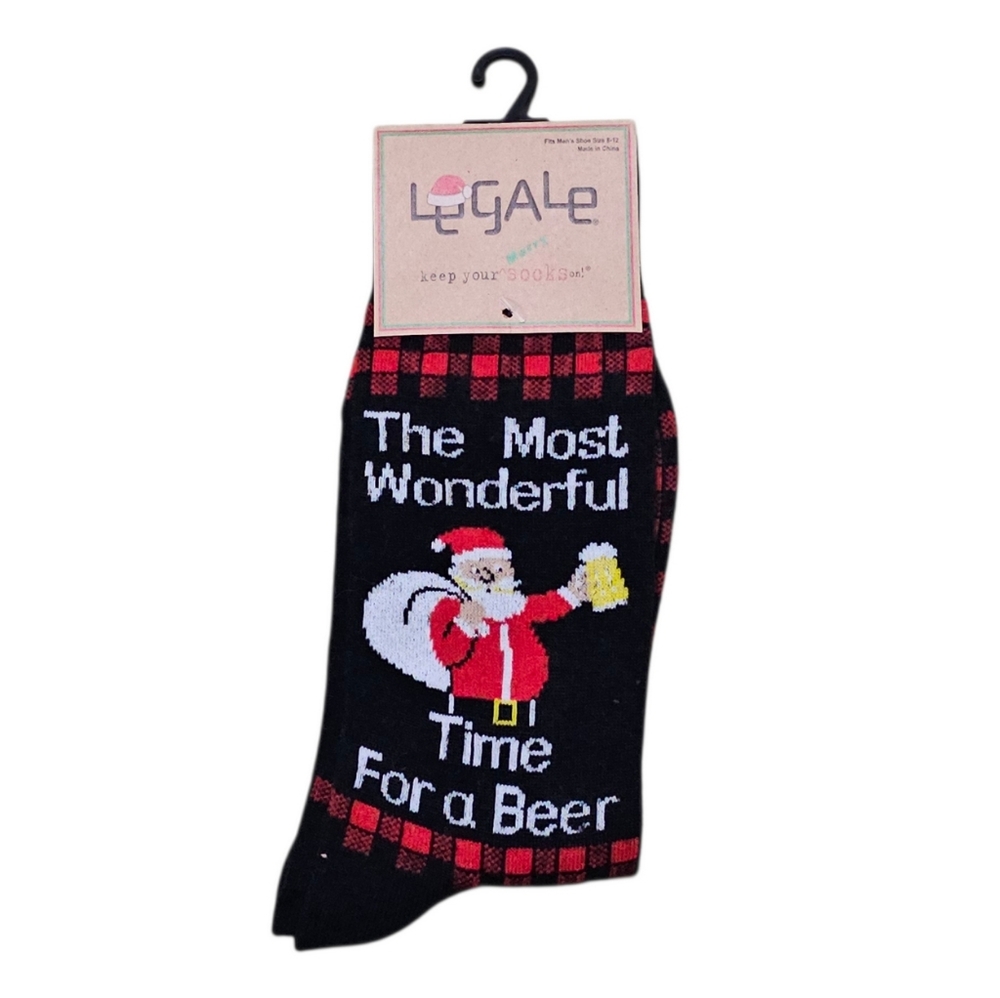 Legale Christmas crew socks Santa Claus The Most Wonderful Time For a Beer